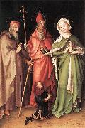 Stefan Lochner, Saints Catherine, Hubert, and Quirinus with a Donor